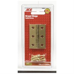 [5299912] Ace 2 in. W X 1-3/8 in. L Polished Brass Brass Broad Hinge 2 Pk