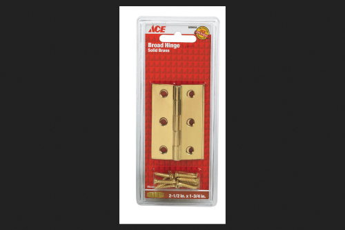 Ace 2-1/2 in. W X 1-3/4 in. L Polished Brass Brass Broad Hinge 2 Pk