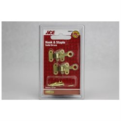 [5300215] Ace Satin Gold Brass Small Decorative Hook and Staple 2 Pk