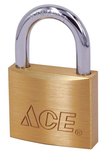 [53076] Ace 1-1/16 in. H X 1-1/8 in. W X 7/16 in. L Brass Double Locking Padlock
