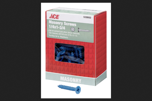 Ace 1/4 in. X 1-3/4 in. L Phillips Flat Head Masonry Screws 1 Lb 60 Pk