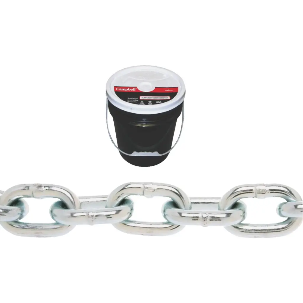 1/2" Grade 30 Proof Coil Chain, Zinc Plated, 40' per Round Pail