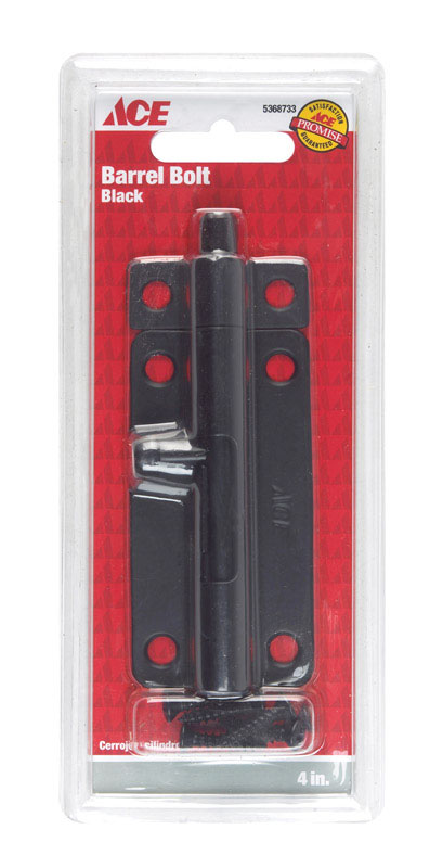Ace 4 in. L Black Steel Barrel Bolt 1 Pk
