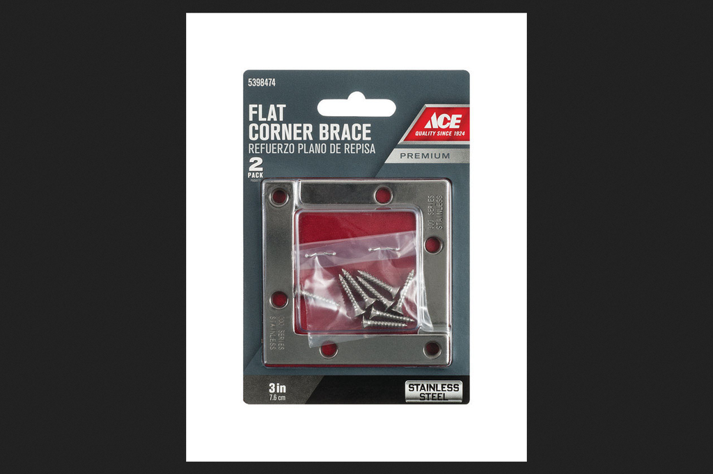 [5398474] Ace 3 in. H X 3.75 in. W X 3 in. D Stainless Steel Inside Corner Brace
