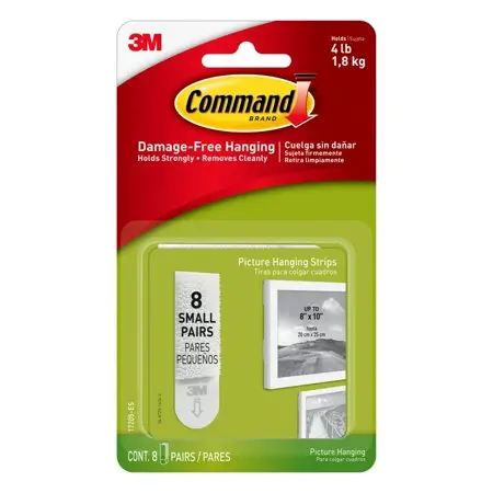 Command Small Picture Hanging Strips-White 8 Sets/Pkg