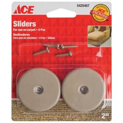 Ace White 2 in. Screw-on Plastic Sliders 4 Pk