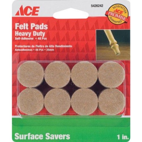 Ace Felt Self Adhesive Protective Pad Beige Round 1 in. W 48 Pk