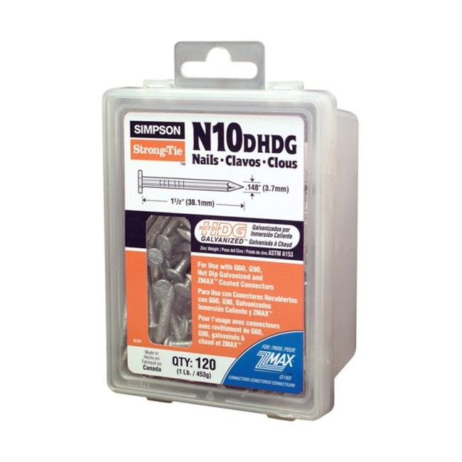 Simpson Strong-Tie 10D 1-1/2 in. Wood Joiner Hot-Dipped Galvanized Steel Nail Round Head 1 Lb