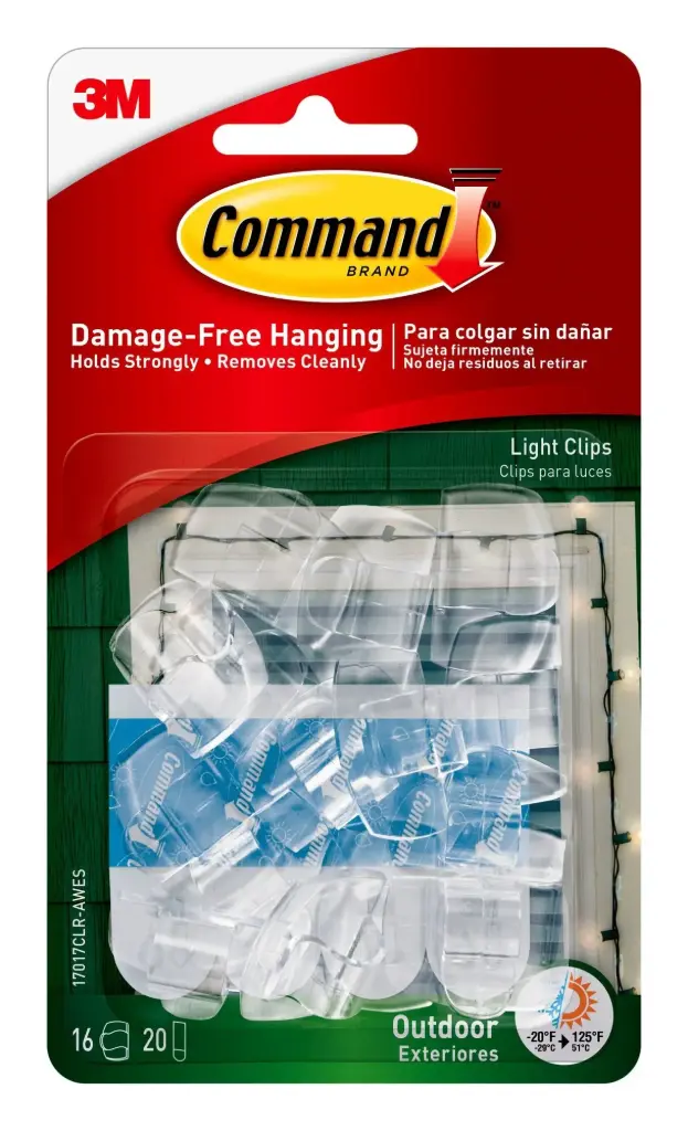 [5631908] All Weather Hooks and Strips, Plastic, Small, 16 Clips & 20 Strips/pack