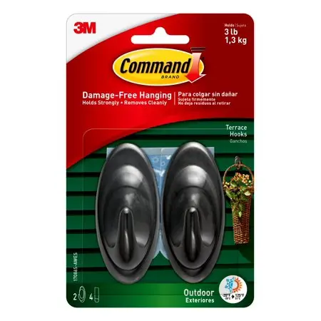 3M Command Medium Plastic Hook 3-1/4 in. L 2 Pack