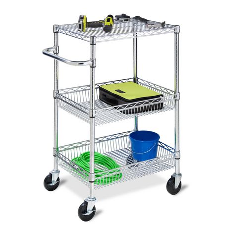 3-Shelf Chrome Rolling Cart