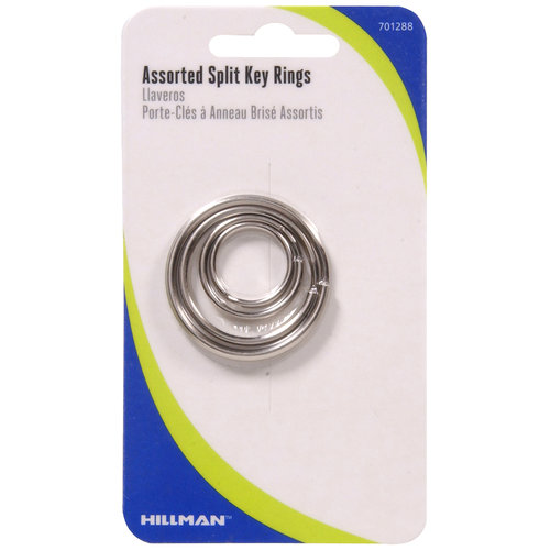 HILLMAN Tempered Steel Silver Split Rings/Cable Rings Key Ring