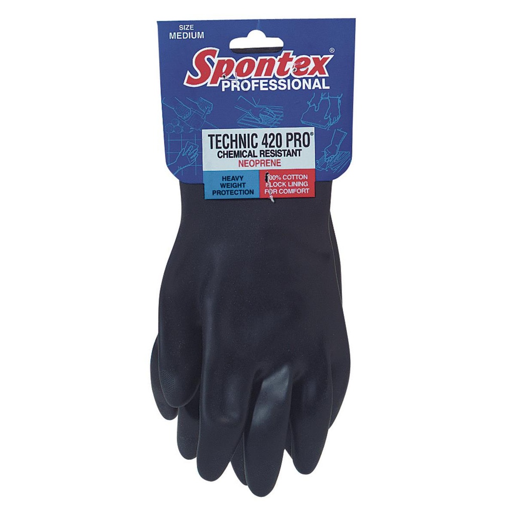 Spontex Technic 420 Latex/Neoprene Cleaning Gloves XL Black 1 Pk