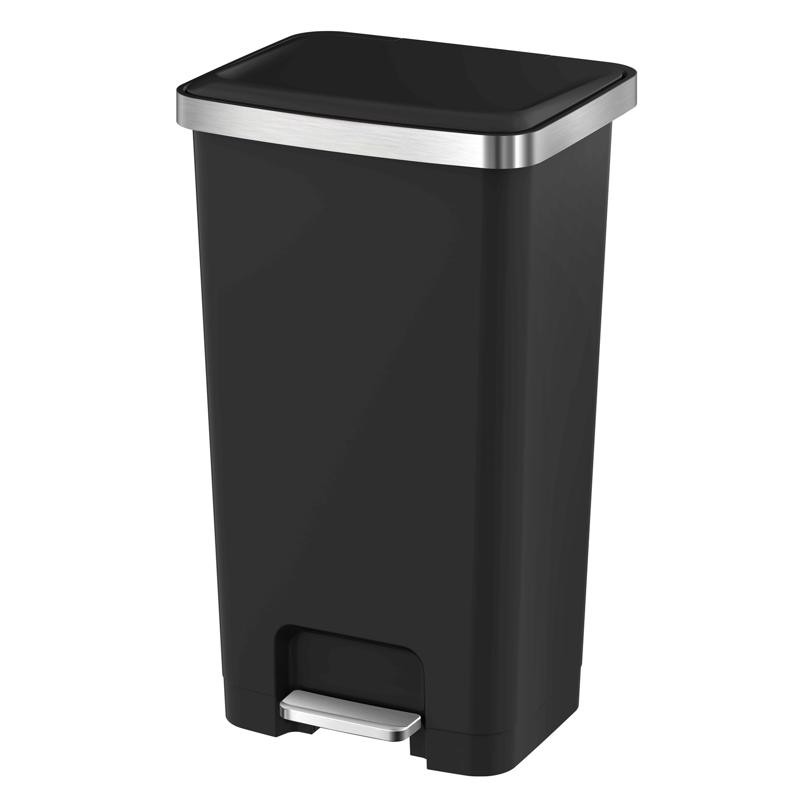 EKO Hana 11.9 Gal Black Plastic Step Pedal Trash Can