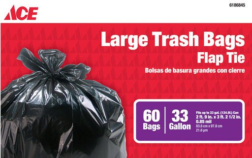 33 Gal. Trash Bags Flap Tie 1323875 (60 per Pack)