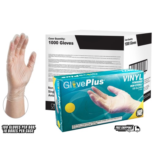 GlovePlus Large Clear Vinyl Disposable 4 Mil Industrial Powdered Gloves (100-Count)