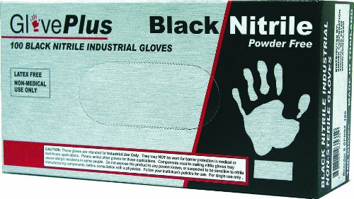Gloveworks Nitrile Disposable Gloves XX-Large Black Powder Free 100 Pk