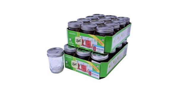 Ball 60000ZFP 8 Oz Plain Mason Jar W/ SureTight Lid & Band - Regular Mouth, Clear,