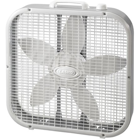 [63858] Lasko 3733 Box Fan White: 20" Portable Floor Fan for Rooms, 3 Speeds, Air Circulation, Indoor Use, ETL Listed