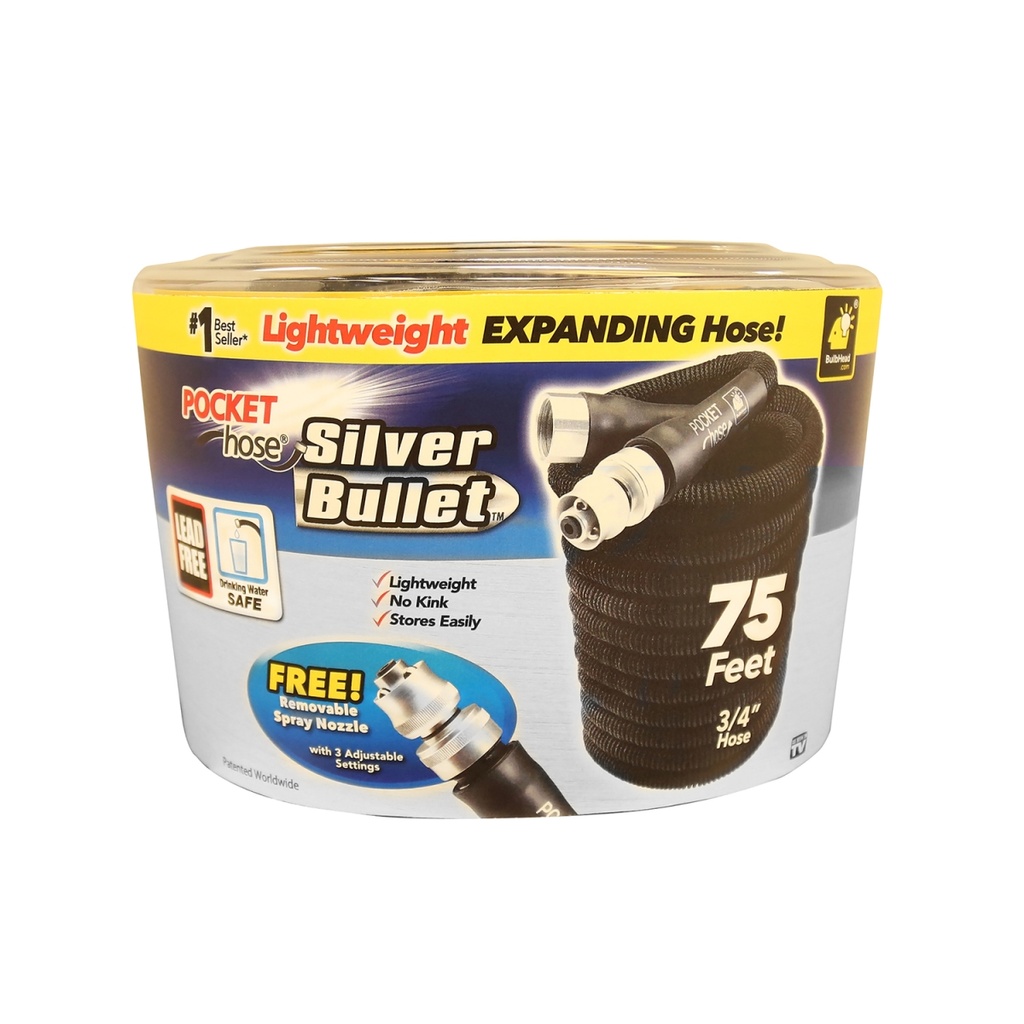 Silver Bullet 3/4 in. Dia X 75 Ft. Lightweight Kink-Free Expandable Water Garden Hose