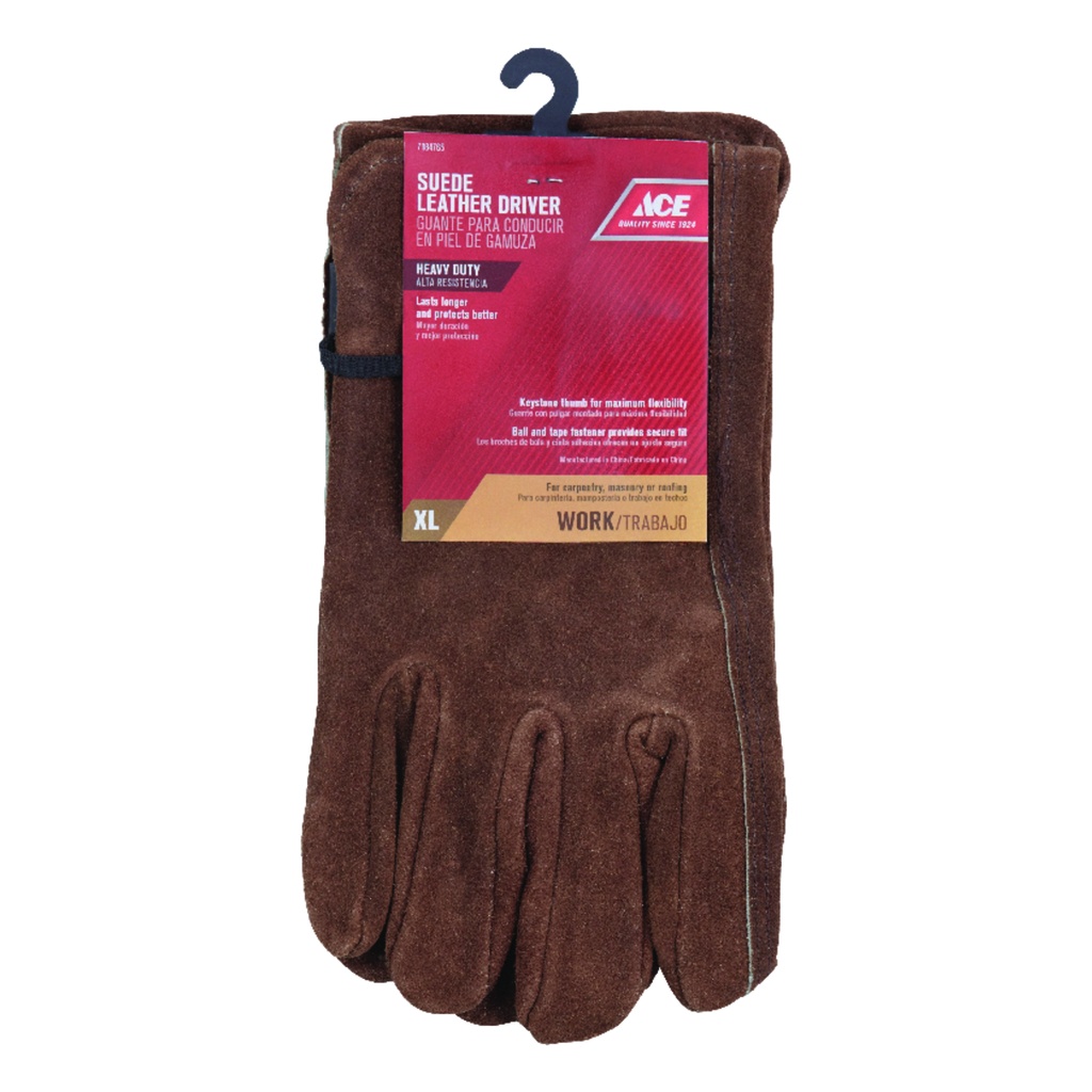 Ace XL Suede Cowhide Driver Tan Gloves