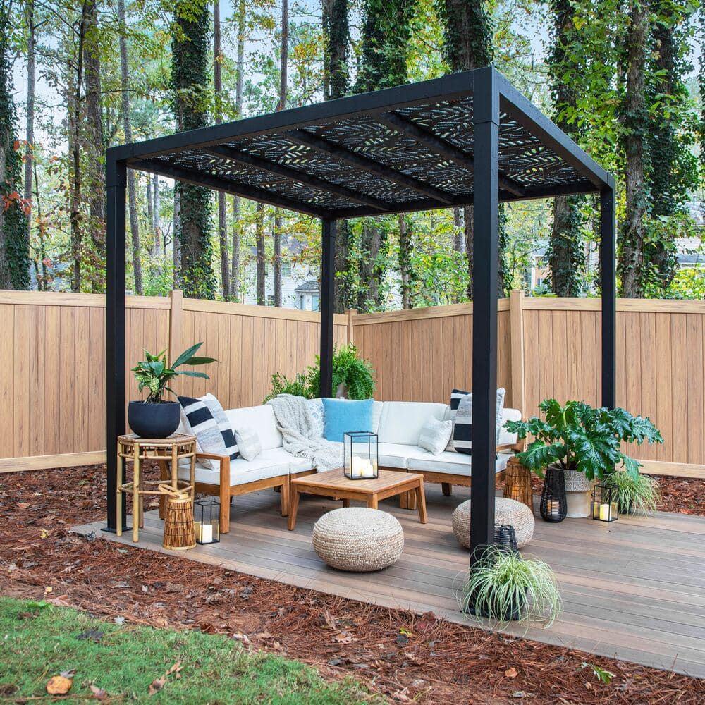 [73050386] 8 Ft. X 8 Ft. Matte Black Aluminum Pergola