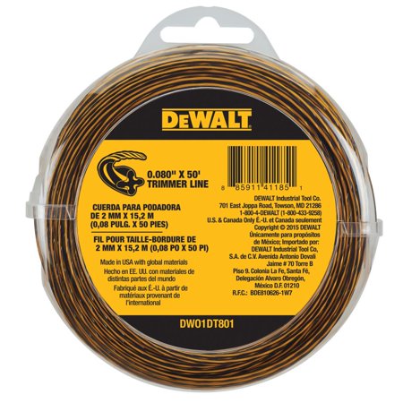 Dewalt 0.080 in. X 50 Ft. Replacement Line for Cordless Battery Operated Bump Feed String Grass Trimmer/Lawn Edger