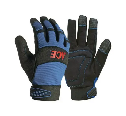 [7561798] Ace XL Leather Palm Winter Blue Gloves