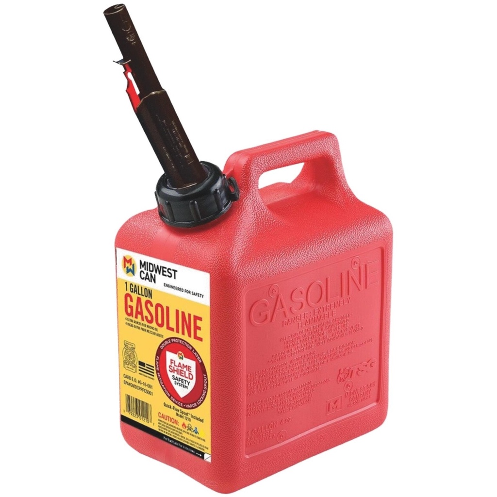 Midwest Can Quick Flow Spout HDPE Gas Can 1 Gal