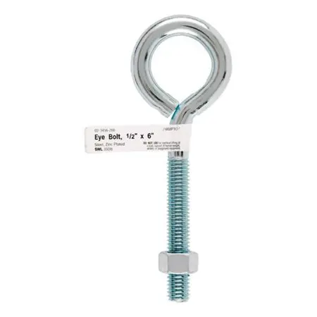 Hampton 1/2 in. X 6 in. L Zinc-Plated Steel Eyebolt Nut Included