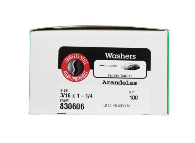 Hillman Stainless Steel 3/16 in. Fender Washer 100 Pk