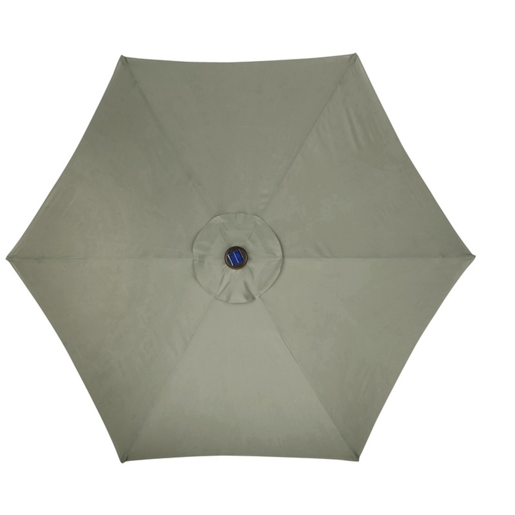 Living Accents Solar LED 9 Ft. Tiltable Taupe Market Umbrella