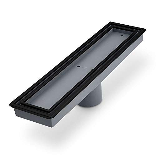 QM Drain Lagos Series Veil 12  Black Linear Drain - 88.300.12 BK
