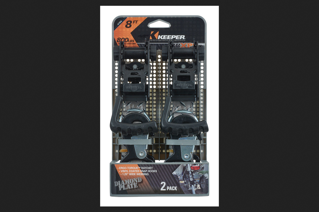 Keeper Ergo-Torque 1.25 in. W X 8 Ft. L Gray Ratchet Tie Down Strap 800 Lb 2 Pk