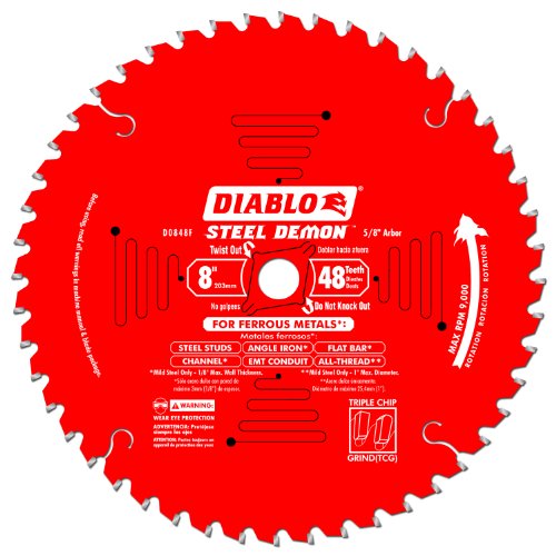 Freud Diablo D0848F 8" X 48-Tooth Steel Demon TCG Ferrous Cutting Circular Saw Blade 5/8" Arbor