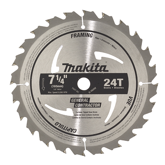 Makita D-45989 7-1/4-Inch 24T Carbide-Tipped Circular Saw Blade, Framing/General Purpose
