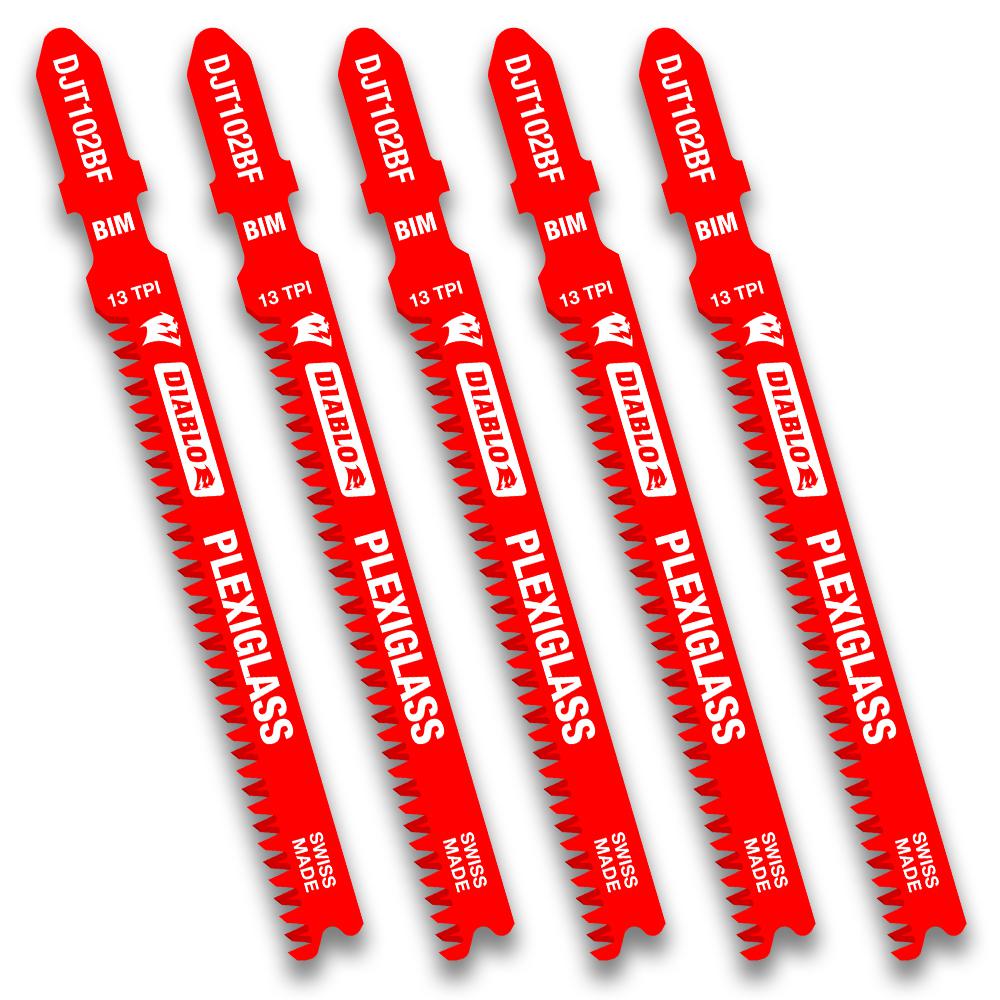 Diablo 3-5/8 in. Bi-Metal T-Shank Plexiglass Jig Saw Blade 13 TPI 5 Pk