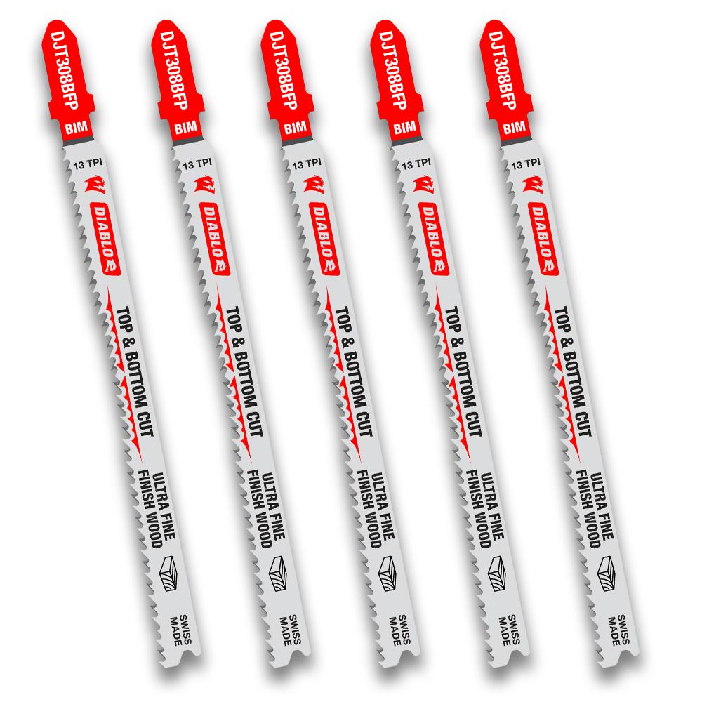 Diablo 4-5/8 in. Bi-Metal T-Shank Ultra Fine Finish Wood Jig Saw Blade 13 TPI 5 Pk