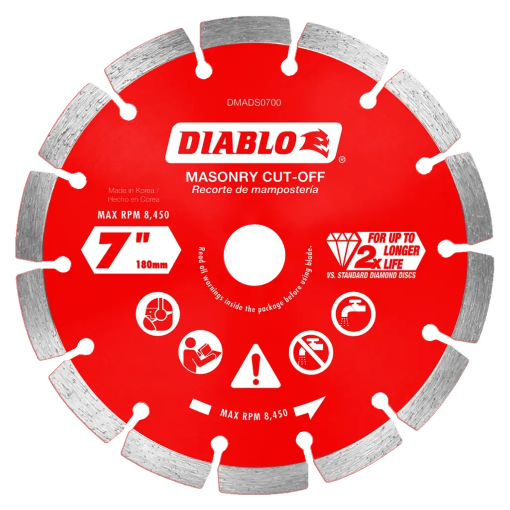 [DMADS0700] Diablo 7 in. D X 7/8 in. Diamond Masonry Cut-Off Disc 1 Pk