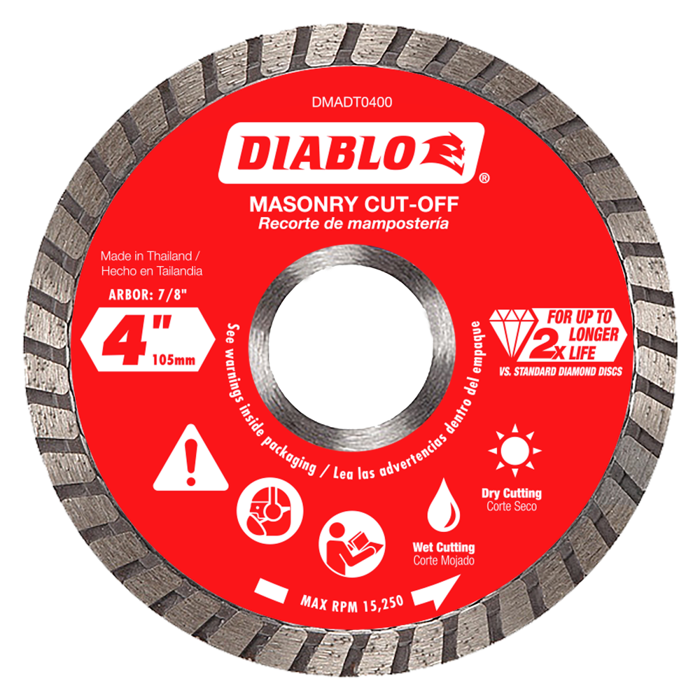 Diablo 4 in. D X 7/8 in. Diamond Masonry Cut-Off Disc 1 Pk