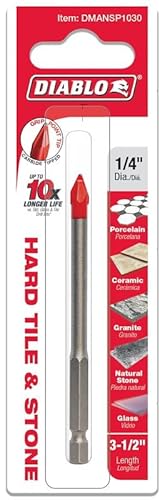Diablo 1/4 in. X 3-1/2 in. L Carbide Tipped Tile and Stone Drill Bit Hex Shank 1 Pack