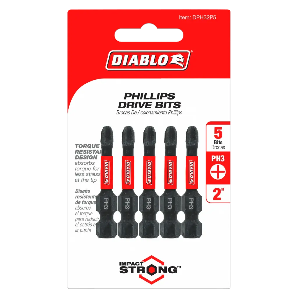Diablo Phillips #3 X 1 in. L Driver Bit Black Oxide 5 Pk