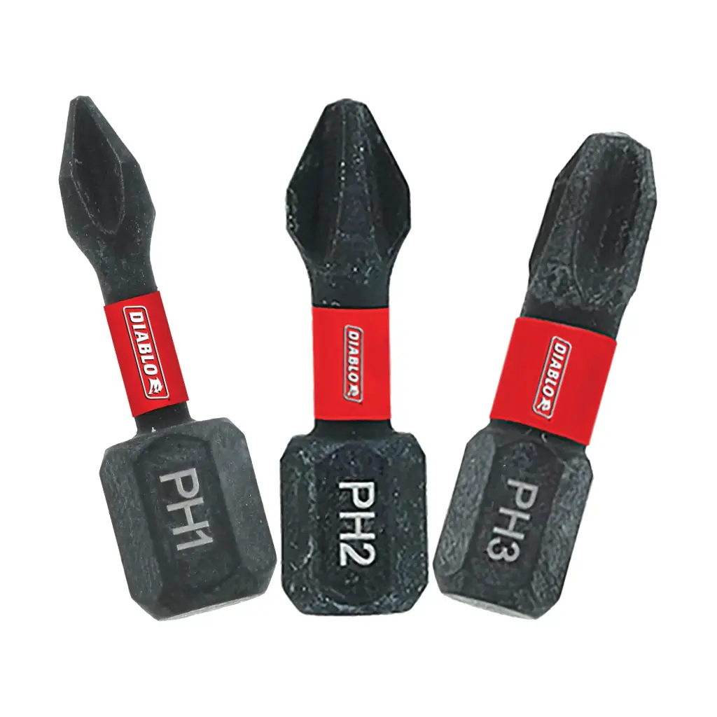 Diablo Phillips 1 in. L Insert Bit Set Black Oxide 3 Pc