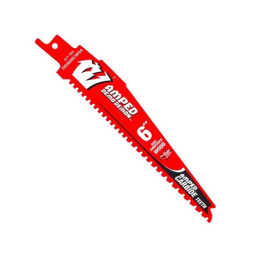 Diablo Amped Demo Demon 6 in. Carbide Tipped Nail Embedded Wood Reciprocating Saw Blade 5/7 TPI 1 Pk
