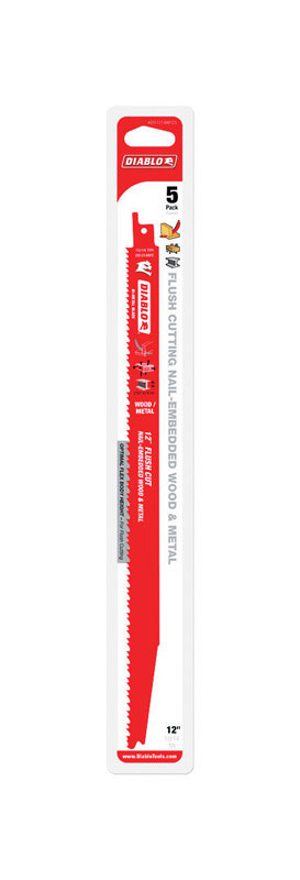 Diablo 12 in. Bi-Metal Reciprocating Saw Blade 10/14 TPI 5 Pk