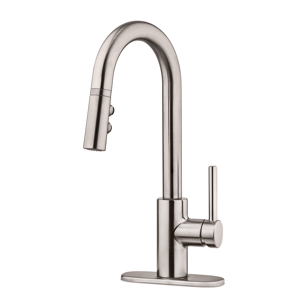 [LG572-SAS] Pfister LG572-SA Stellen 1.8 GPM Single Hole Pull Down Bar Faucet with Pforever Seal - Includes Escutcheon Stainless Steel Faucet Bar Single Handle