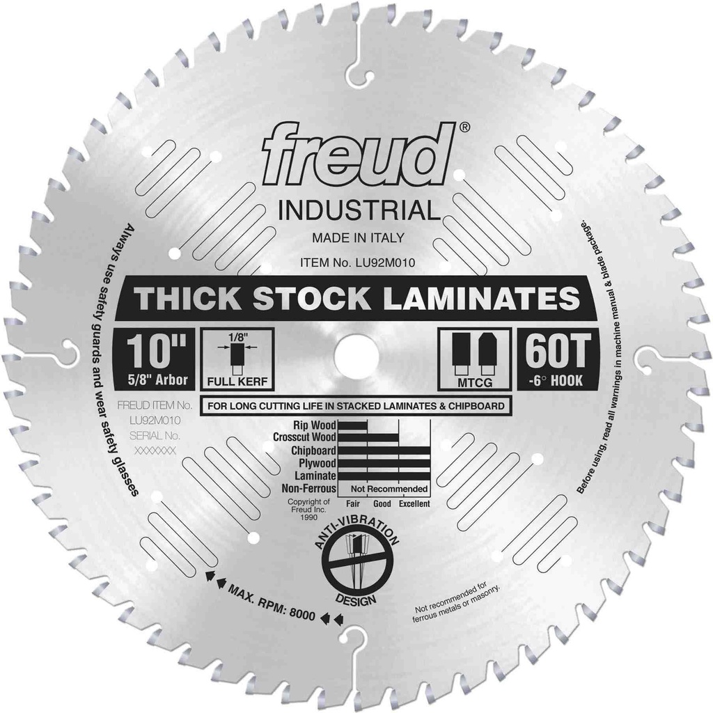 [LU92M010] Freud 10in Thick-Stock Laminate Blade - LU92M010