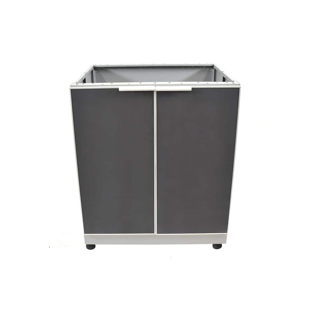 Aluminum Slate Gray 30 in. X 25.25 in. 37.25 in. 2-Door Outdoor Kitchen Sink Cabinet