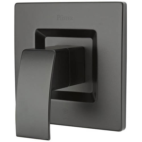 [R89-1DFB] Pfister R89-1DF Kenzo Pressure Balanced Valve Trim Only with Single Lever Handle - Less Rough in Black Showers Valve Trim Only Pressure Balanced
