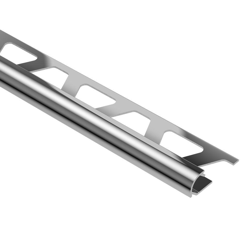Rondec Polished Chrome Anodized Aluminum 3/8 in. X 8 Ft. 2-1/2 in. Metal Bullnose Tile Edging Trim